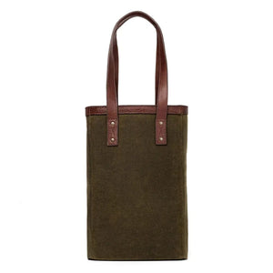 Campaign Waxed Canvas Two Bottle Wine Tote by Mission Mercantile Leather Goods, handmade leather goods detail photo 10