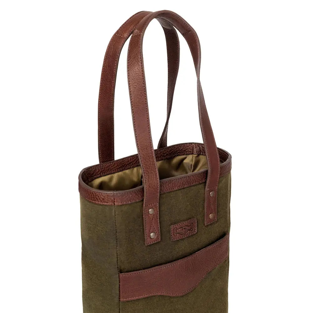 Campaign Waxed Canvas Two Bottle Wine Tote by Mission Mercantile Leather Goods, handmade leather goods detail photo 14
