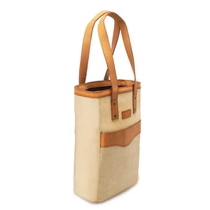 Campaign Waxed Canvas Two Bottle Wine Tote by Mission Mercantile Leather Goods, handmade leather goods detail photo 15