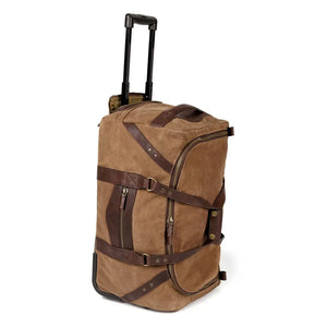 Campaign Waxed Canvas Wheeled Carry-On Duffle Bag by Mission Mercantile Leather Goods, handmade leather goods detail photo 4