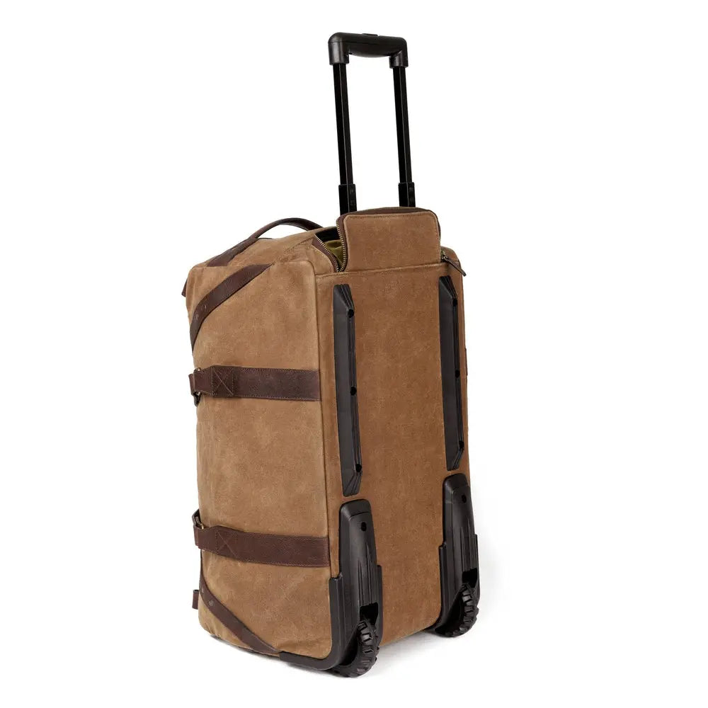 Campaign Waxed Canvas Wheeled Carry-On Duffle Bag by Mission Mercantile Leather Goods, handmade leather goods detail photo 5