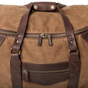 Campaign Waxed Canvas Wheeled Carry-On Duffle Bag by Mission Mercantile Leather Goods, handmade leather goods detail photo 7