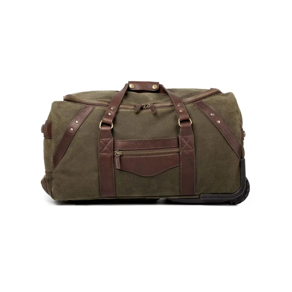 Campaign Waxed Canvas Wheeled Carry-On Duffle Bag by Mission Mercantile Leather Goods, handmade leather goods detail photo 10