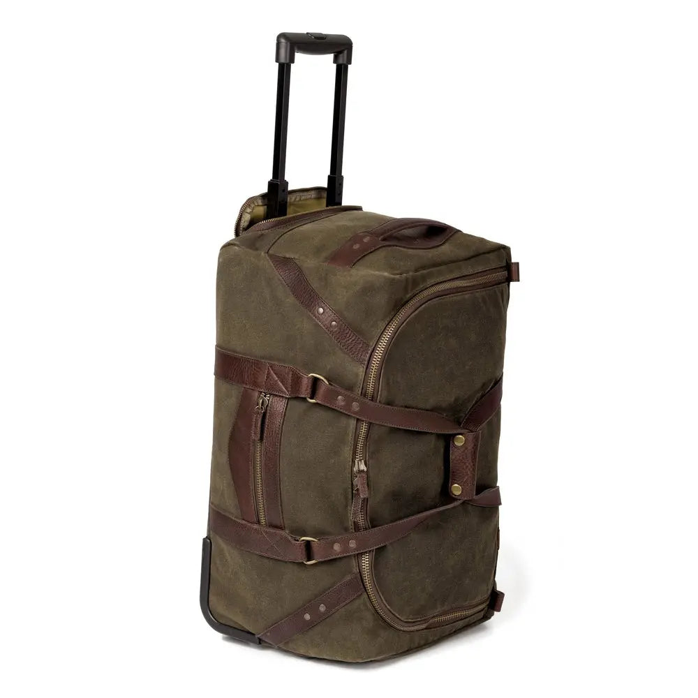 Campaign Waxed Canvas Wheeled Carry-On Duffle Bag by Mission Mercantile Leather Goods, handmade leather goods detail photo 12