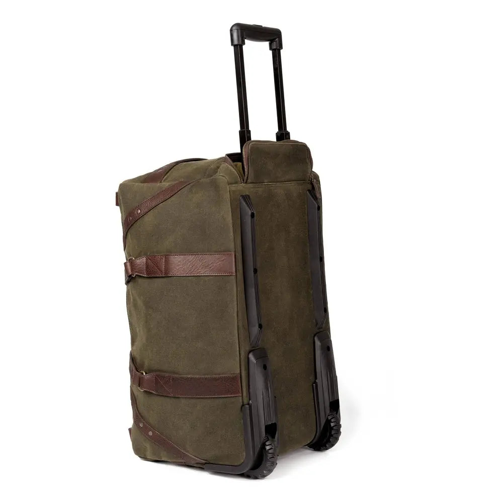 Campaign Waxed Canvas Wheeled Carry-On Duffle Bag by Mission Mercantile Leather Goods, handmade leather goods detail photo 13