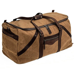 Campaign Waxed Canvas X-Large Duffle Bag by Mission Mercantile Leather Goods, handmade leather goods detail photo 2