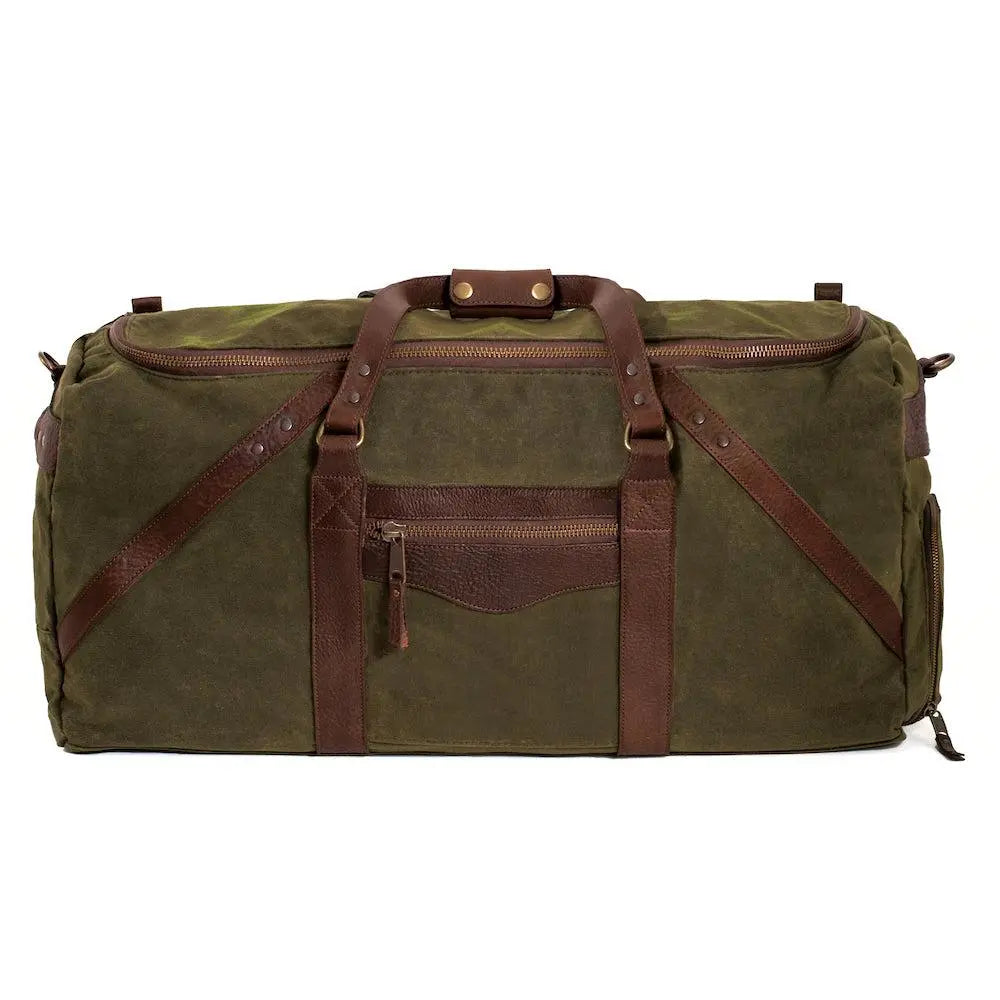 Campaign Waxed Canvas X-Large Duffle Bag by Mission Mercantile Leather Goods, handmade leather goods detail photo 9
