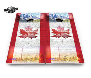Canadian Mountain Scene Cornhole Boards - Pro Solution Lite Series by Cornhole Solutions, custom cornhole board detail photo 4