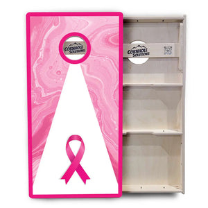 Cancer Awareness Breast Cornhole Boards - Professional Tournament Series by Cornhole Solutions, custom cornhole board detail photo 3