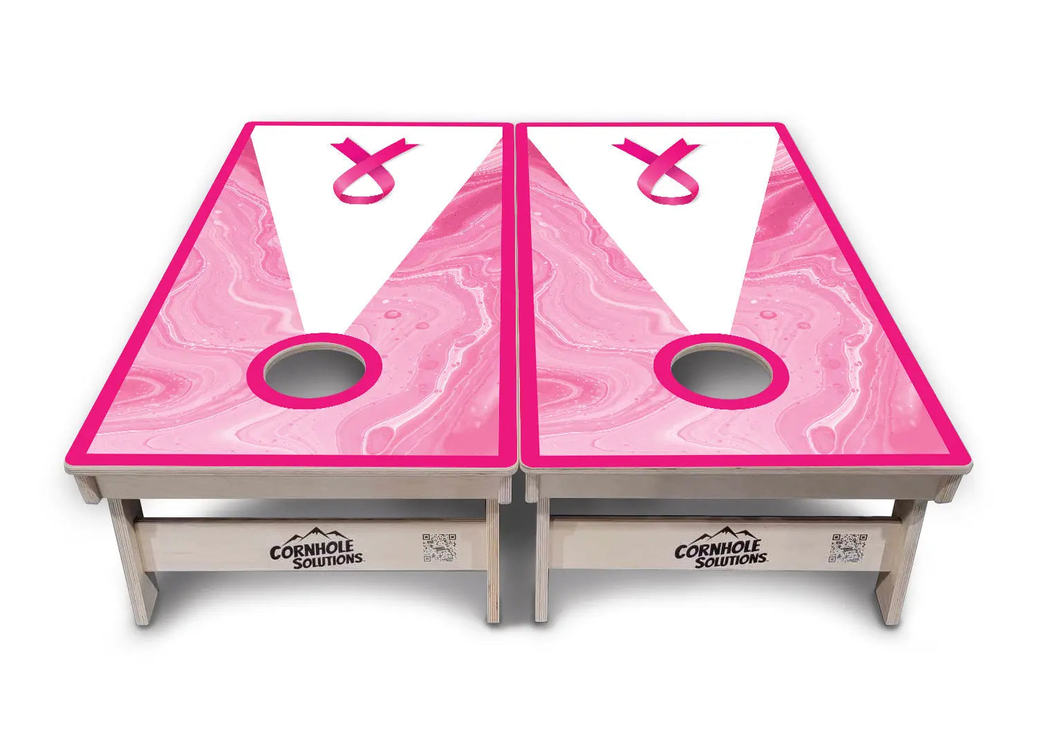 Cancer Awareness Breast Cornhole Boards - Professional Tournament Series by Cornhole Solutions, custom cornhole board detail photo 4