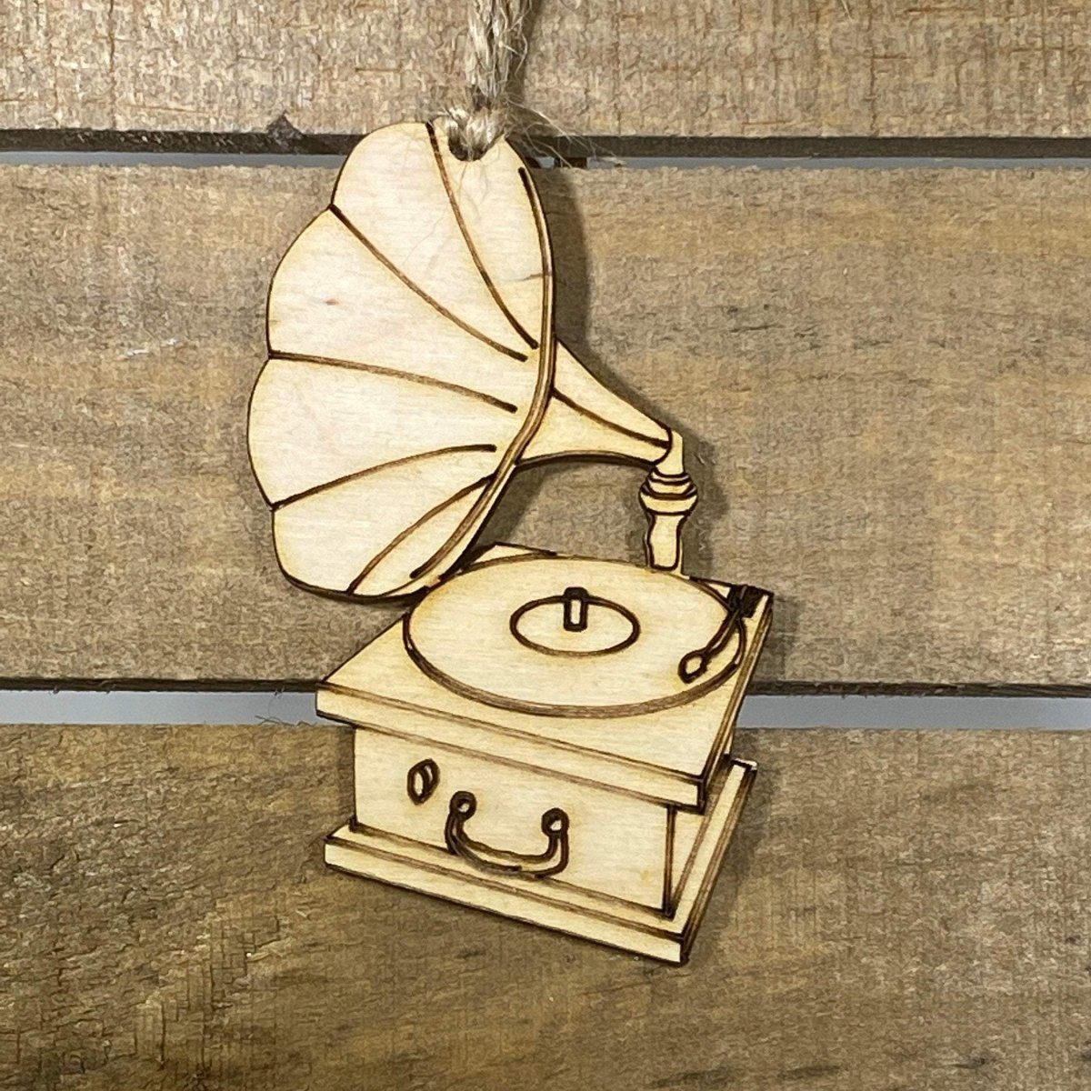 Victorian Gramophone Wooden Christmas Ornament | Vintage Music Holiday Decor by Cate's Concepts, LLC, Southern home decor main product photo