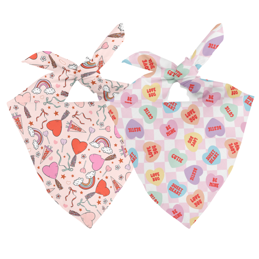 Candy Hearts Reversible Dog Bandana