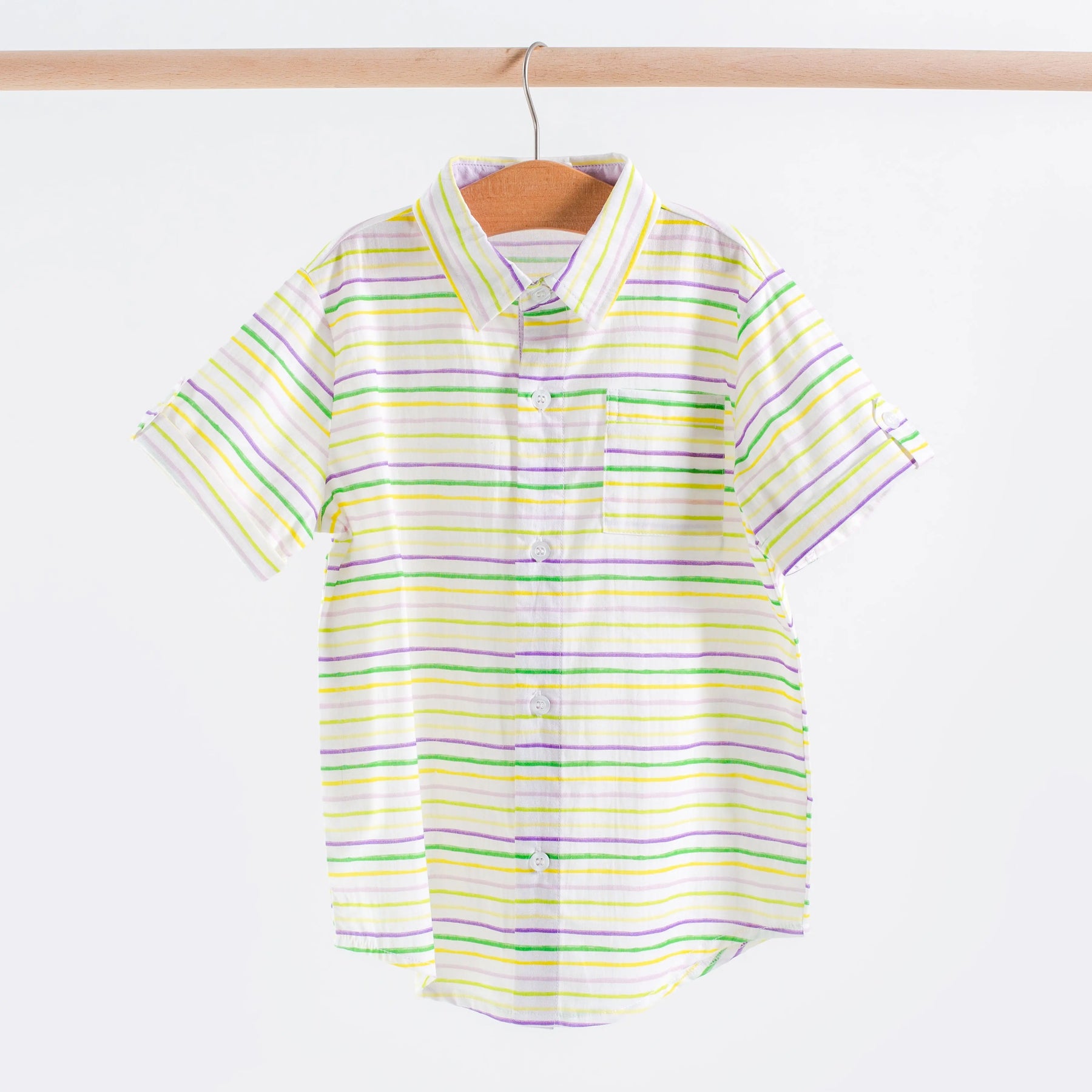 Carnival Time Short Sleeve Collared Shirt by Nola Tawk, Southern lifestyle apparel main product photo