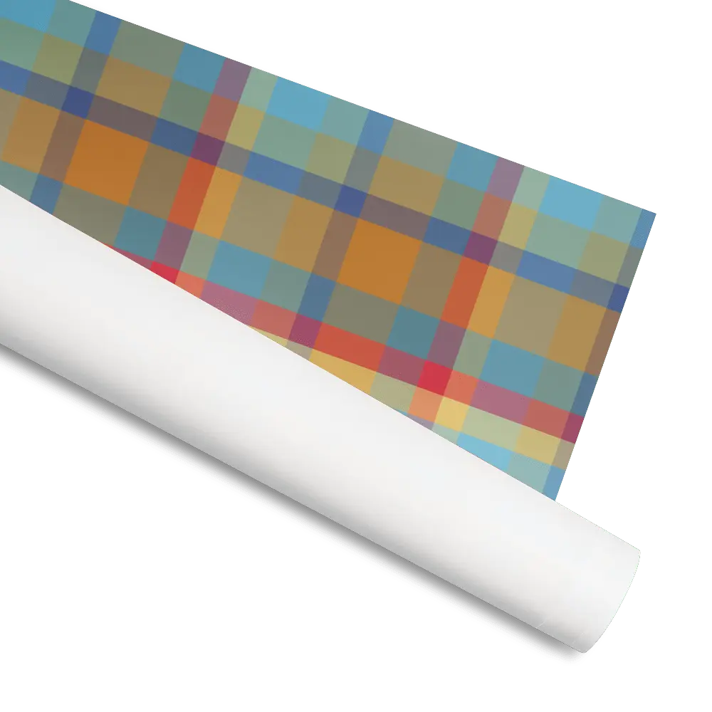 Carver Plaid Wrapping Paper by Leslie Gonce - Main Street Collective: Colorful gift wrap roll.
