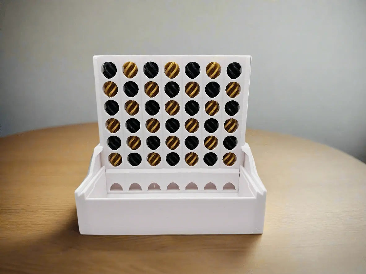 Cascading Connect 4 Game: 3D Printed, Self-Sorting, Gold & Black Discs