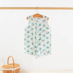 Catching Crabs Organic Muslin Shortalls by Nola Tawk, children's boutique clothing main product photo