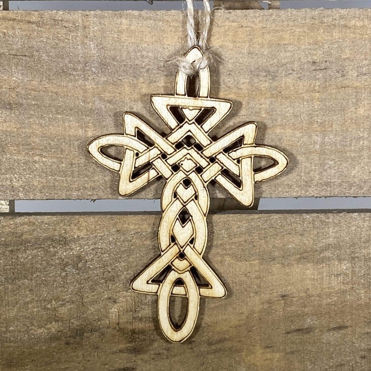 Celtic Cross Wooden Christmas Ornament | Religious Holiday Decor by Cate's Concepts, LLC, Southern home decor main product photo