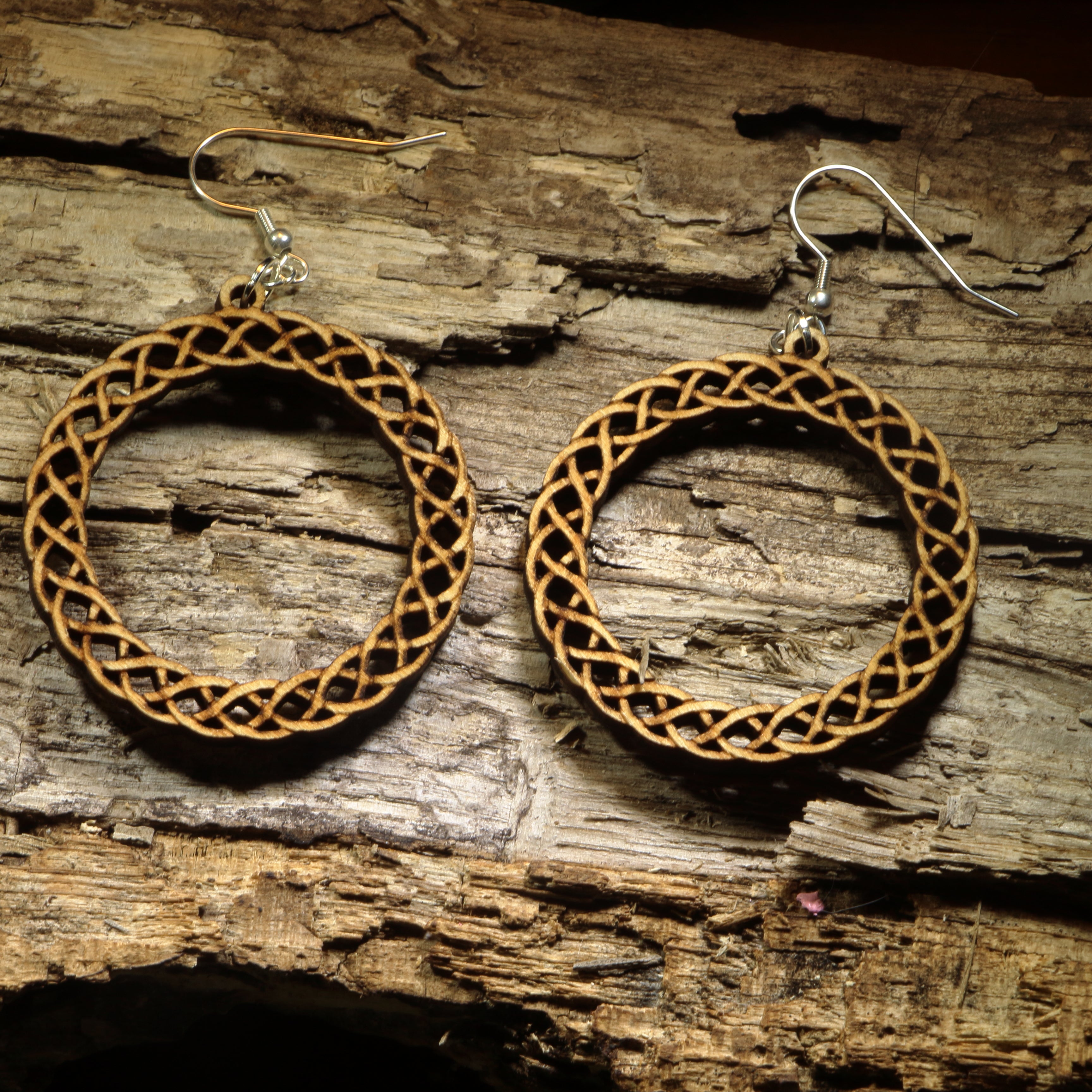 Celtic Knot Hoop Wooden Dangle Earrings | Celtic Jewelry