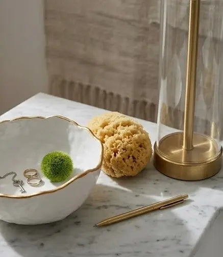 Ceramic Bowl - Gold Rim by Believe Candle, Southern home decor detail photo 5