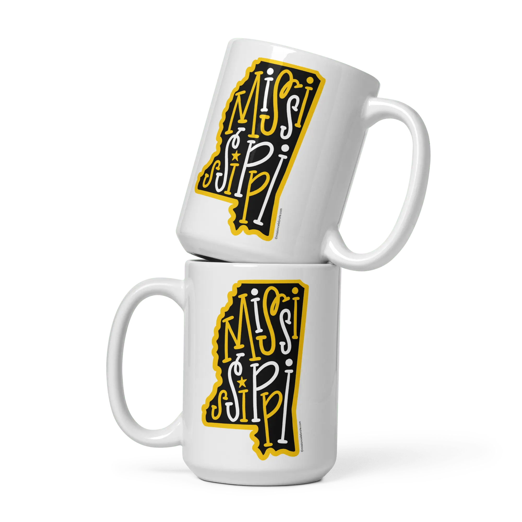Stacked Mississippi Mugs: Hand-Drawn Graphic Letter Art, Ceramic Coffee Cups, Main Street Collective