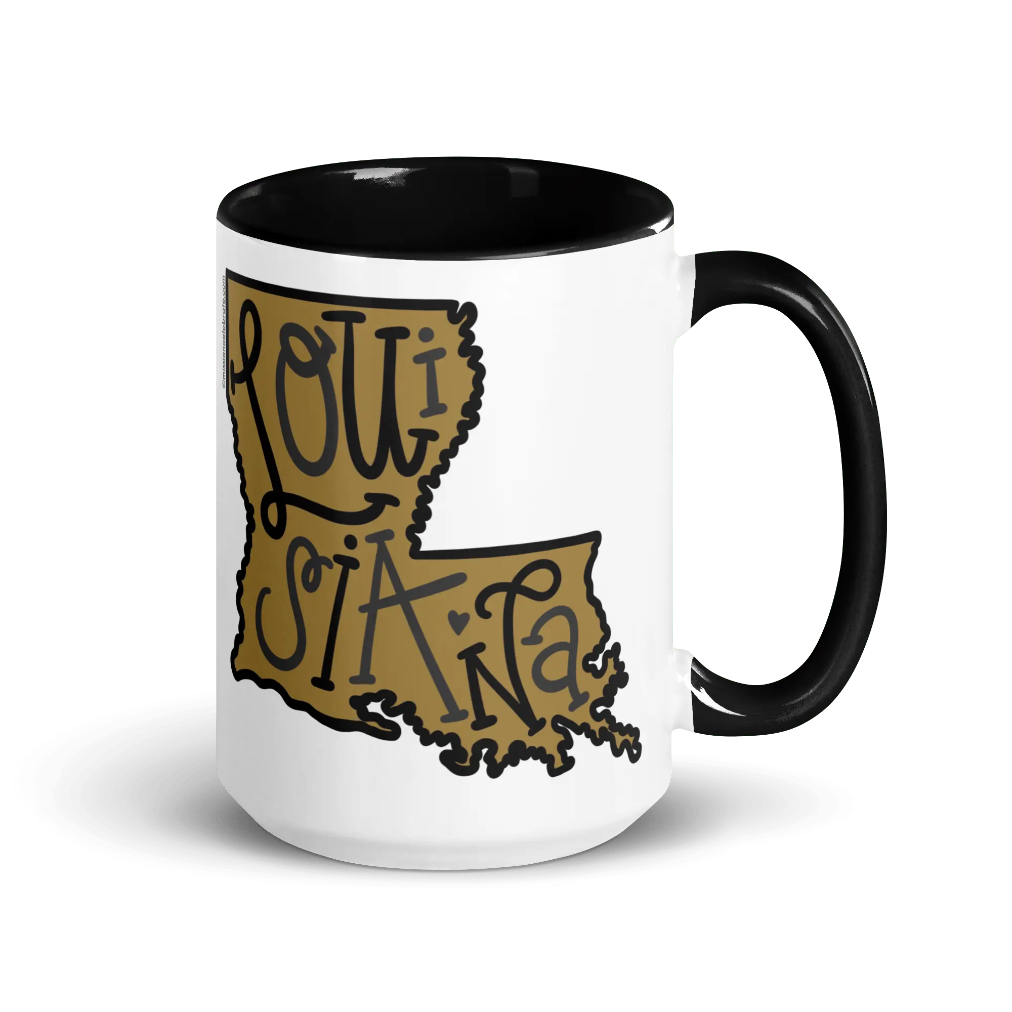 Louisiana State Map Mug: Bouncy Letters Hand-drawn Design, Black & Brown. Perfect Gift from Main Street Collective!