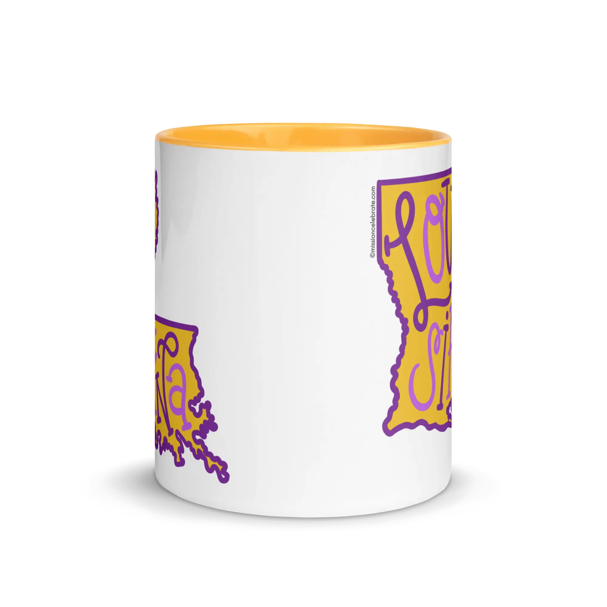 Louisiana State Mug: Purple and Gold Bouncy Lettering Art by Main Street Collective