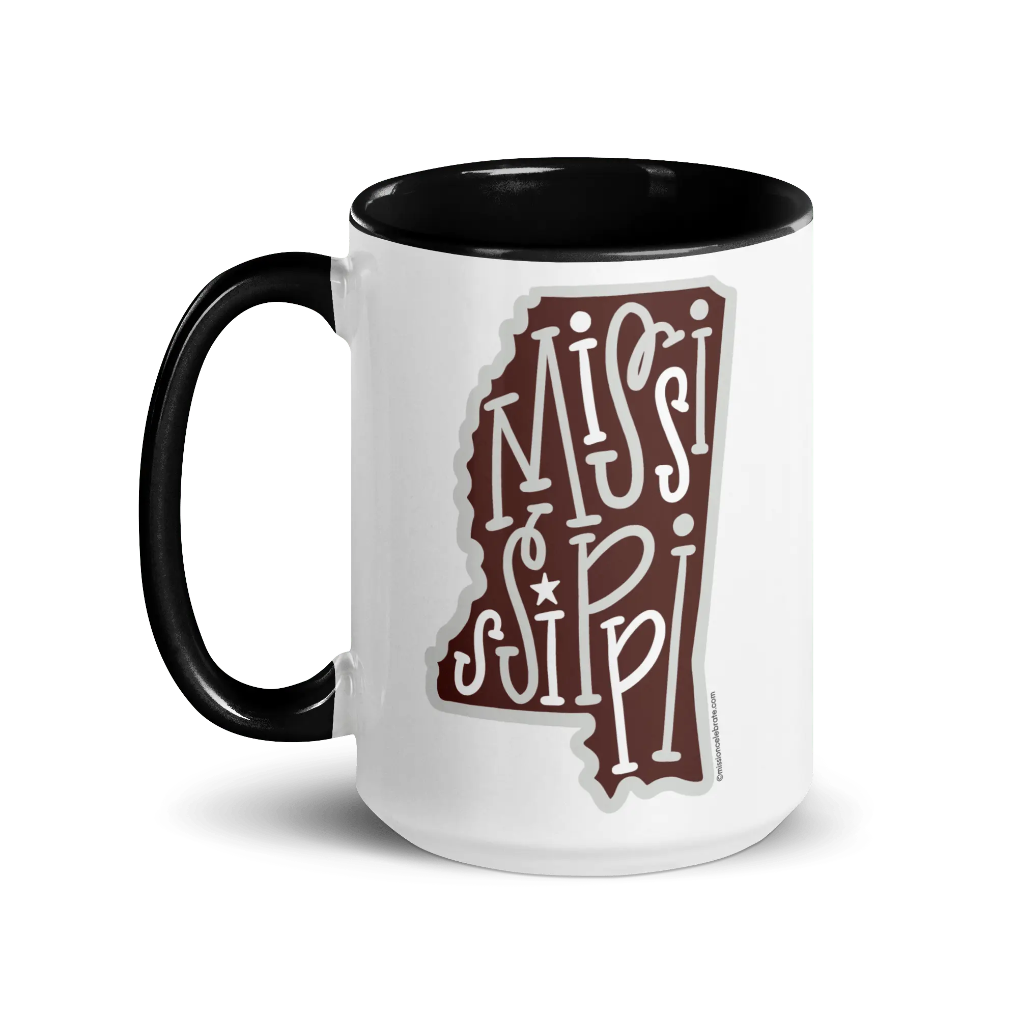 Mississippi State Mug - Ceramic Coffee Cup with Hand-Drawn Bouncy Letters Art, Maroon & Gray - Perfect Gift