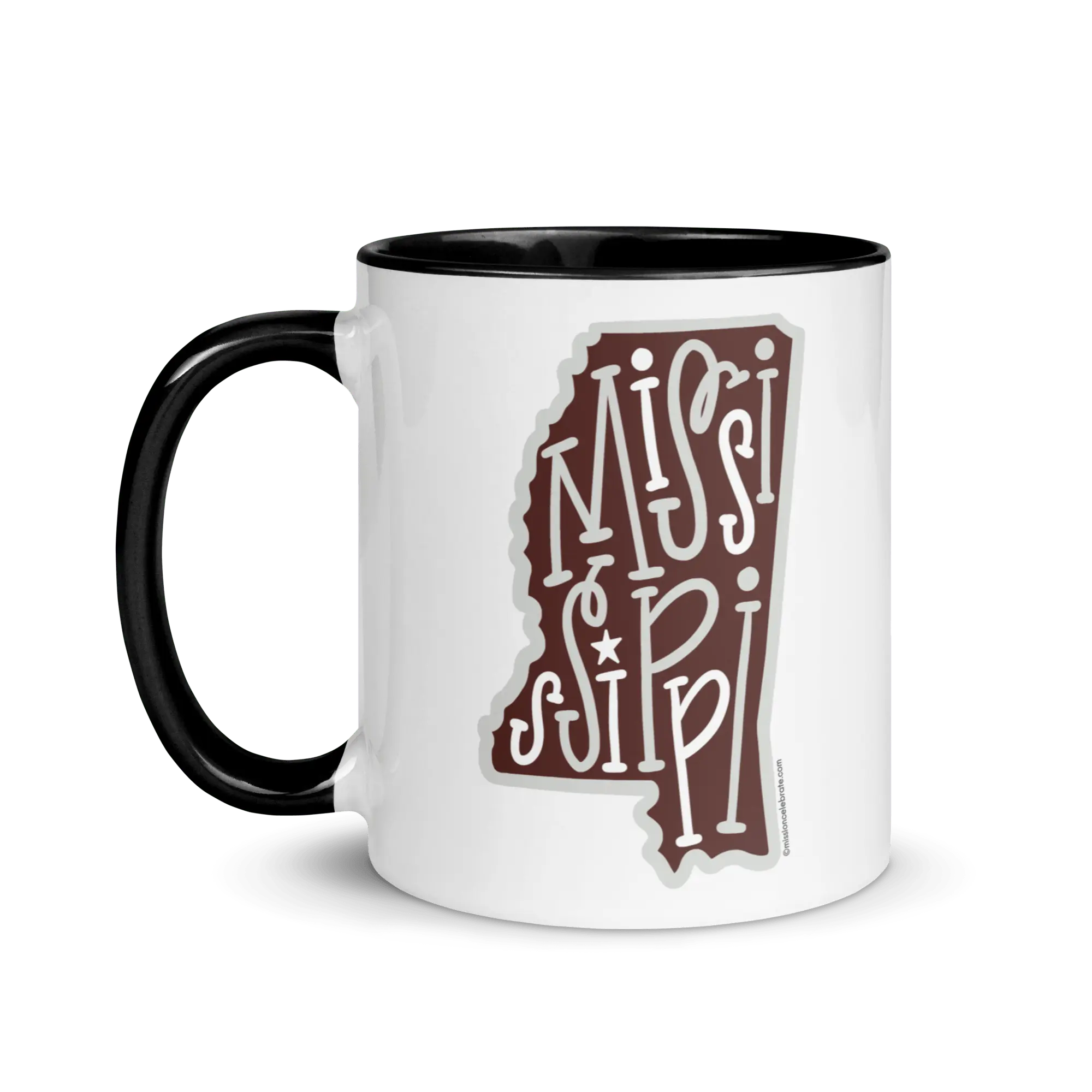Mississippi Mug: Bouncy Hand-Drawn Letters Art, Maroon & Gray Ceramic Coffee Cup, State Pride Gift