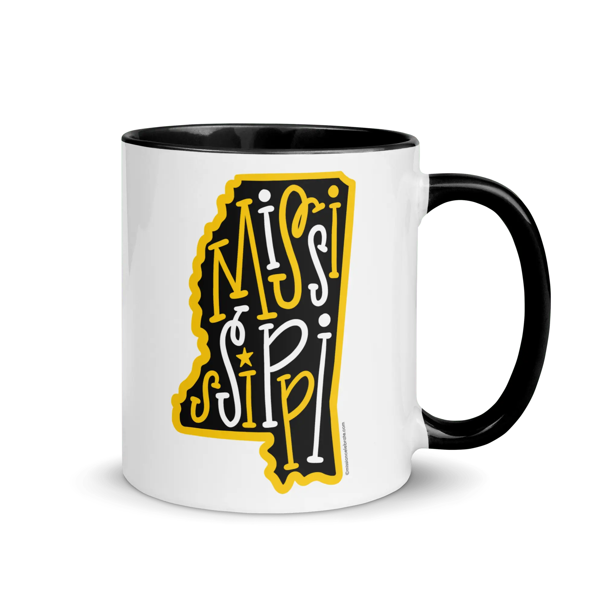 Mississippi Mug: State Pride Ceramic Coffee Cup | Black & Gold Design