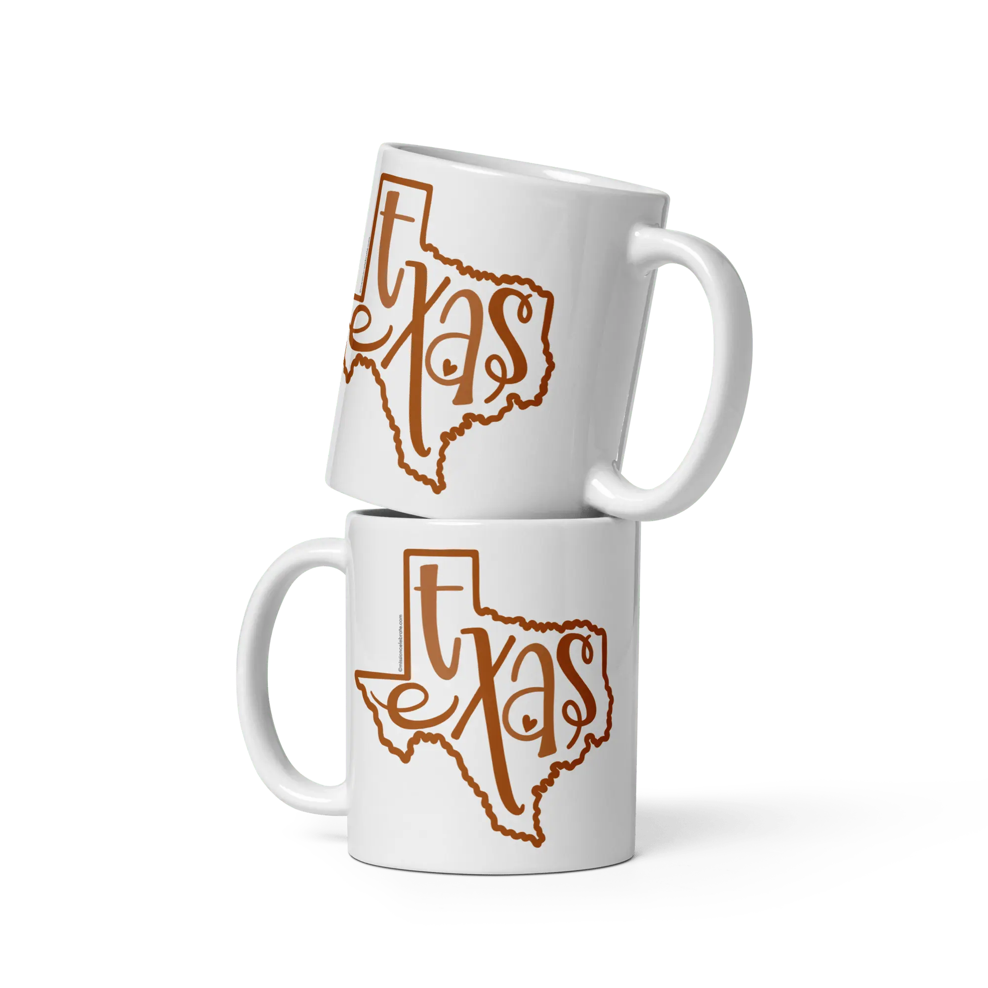 Stacked Ceramic Mugs with Texas Design | Burnt Orange Lettering | Main Street Collective