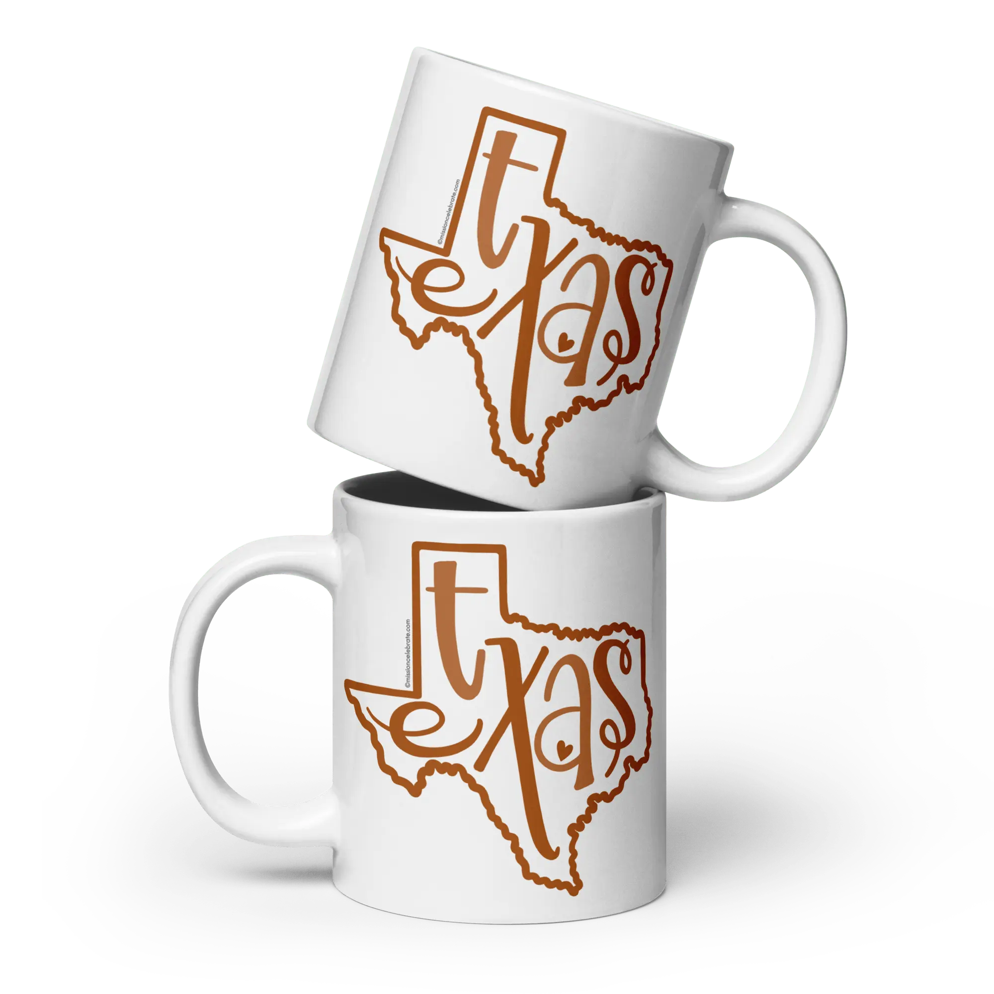 Stacked Texas Mugs: Burnt Orange Hand-Drawn Bouncy Letters Texas Design