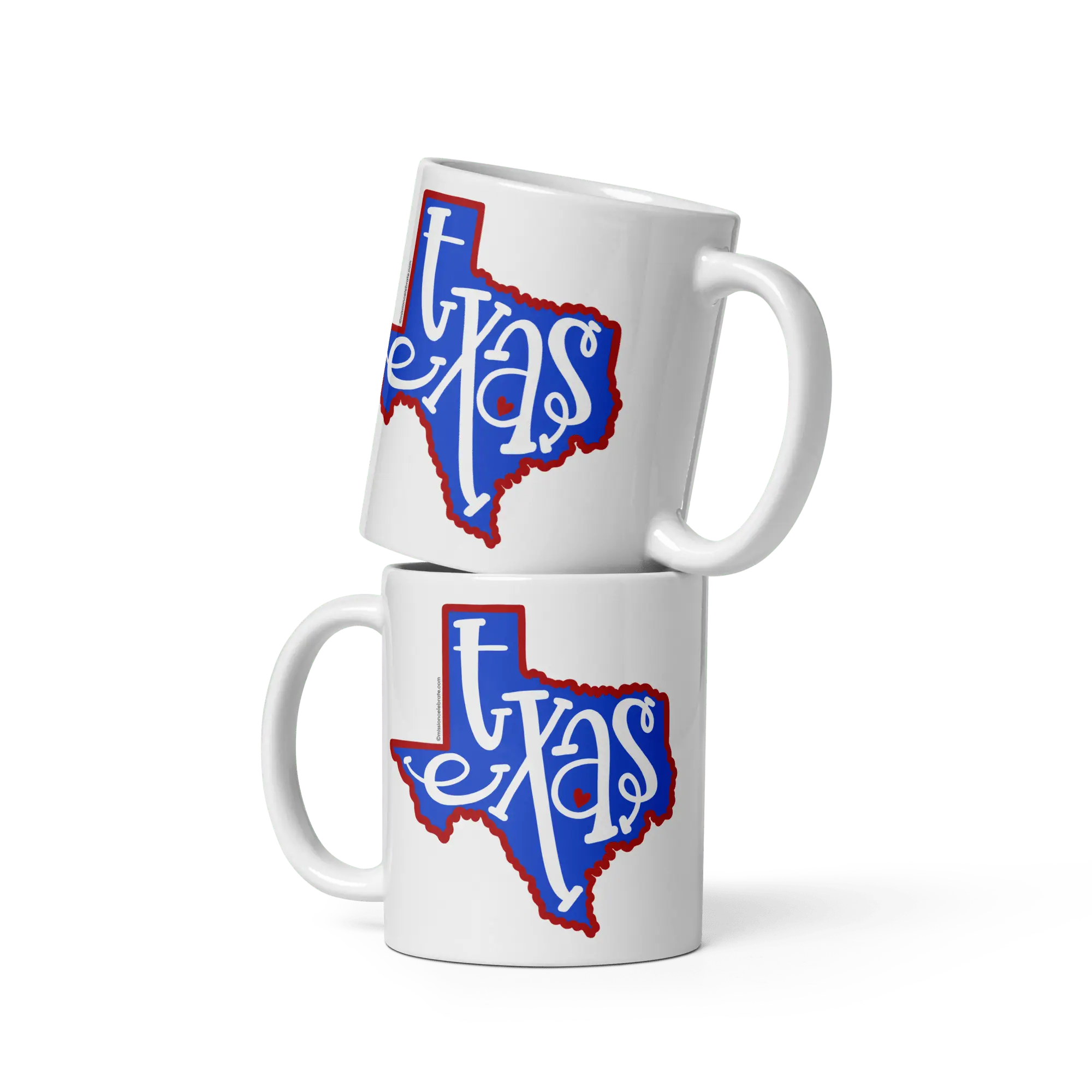 Texas Mug Stack: Red, White & Blue Ceramic Mug featuring Hand-Drawn State Design. Texas Gift Idea!