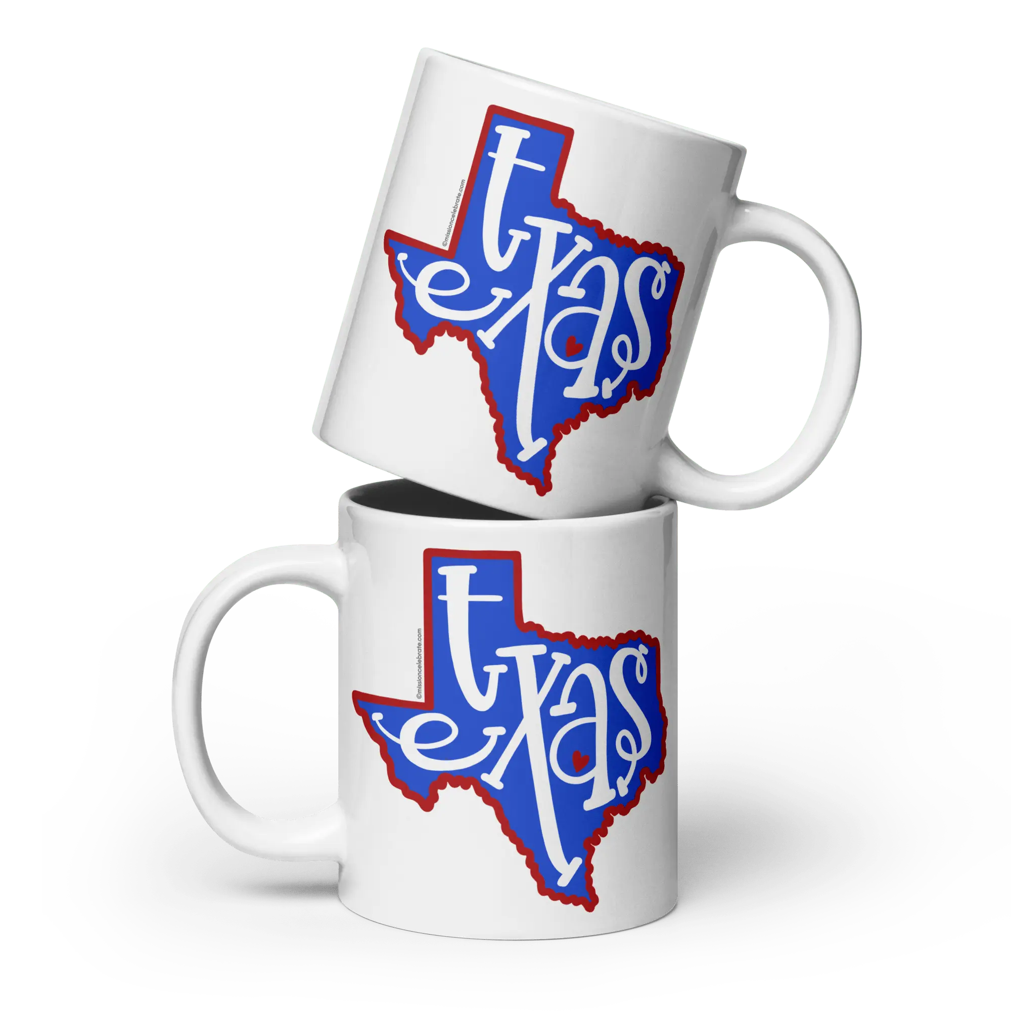 Texas Mug - Red White Blue Map Art - Stacked Ceramic Mugs