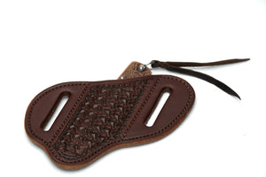 Chocolate Spider Knife Sheath by Texas Saddlery, leather knife sheath detail photo 3