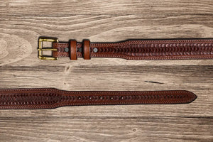 Chocolate Swirl Tapered Belt by Texas Saddlery, Southern food gift detail photo 2