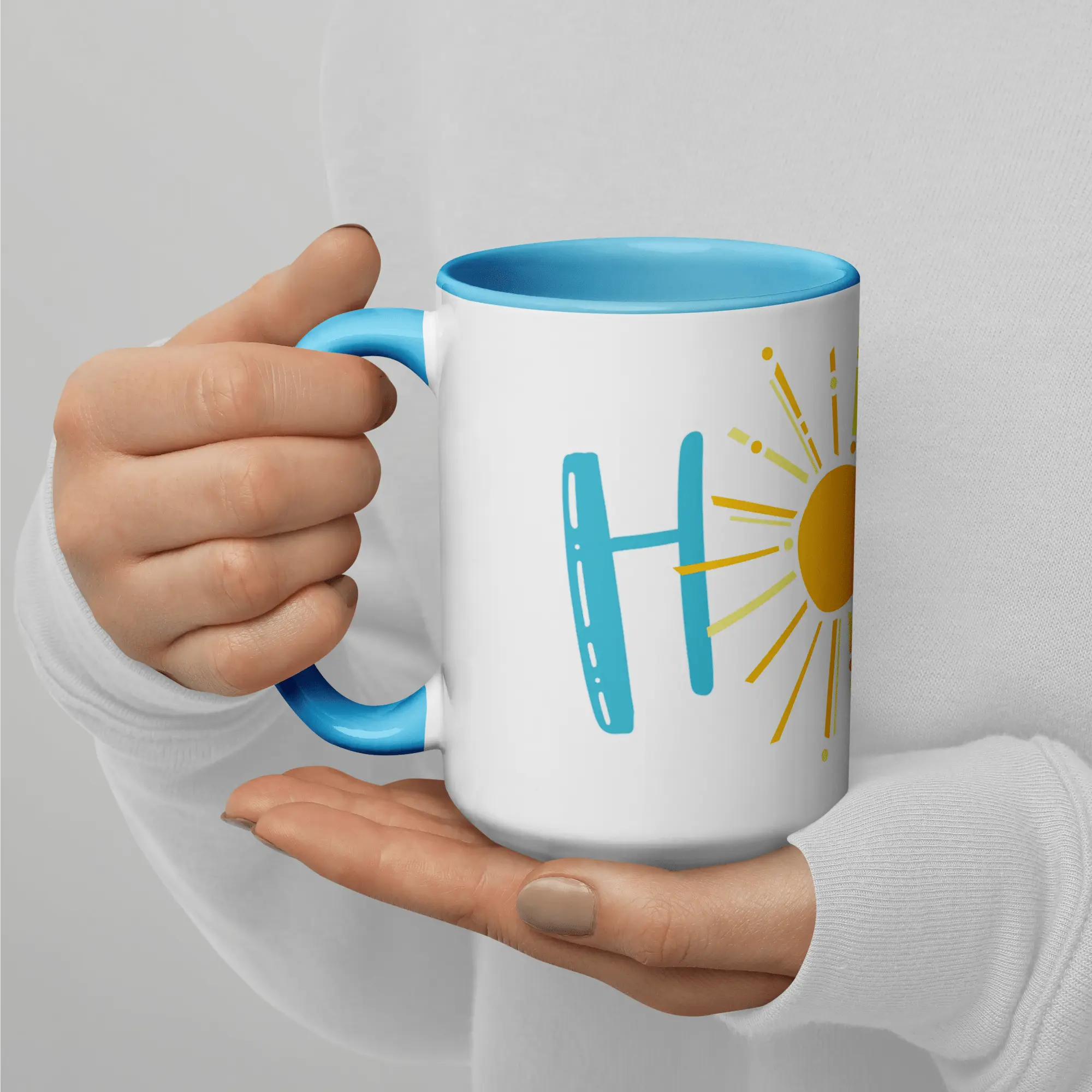 Choosing to Reset HOPE Art Ceramic Mug (15oz with blue accents – rim, inside, handle) Mission Celebrate