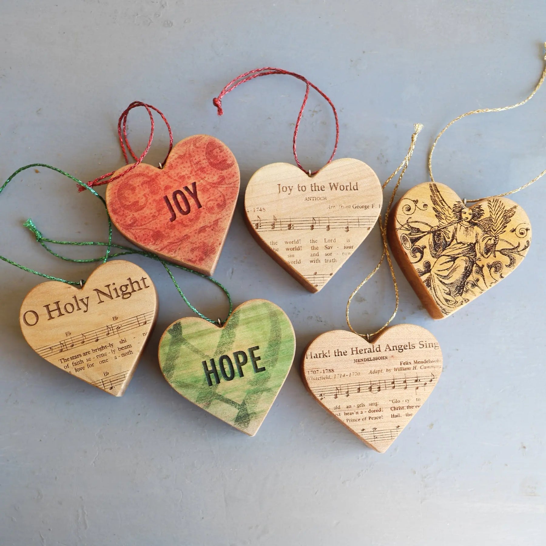 Christmas Carol Heart Ornaments by Dennehey Design Co., Southern home decor main product photo