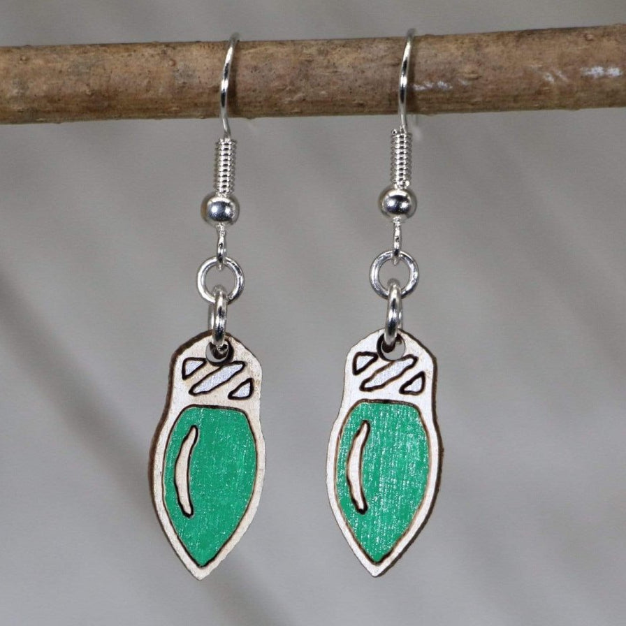 Christmas Lights Wooden Dangle Earrings | Holiday Jewelry