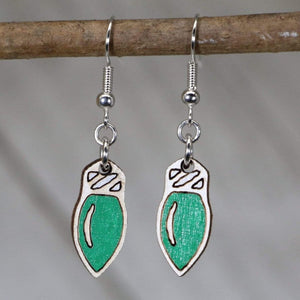 Christmas Lights Wooden Dangle Earrings | Holiday Jewelry