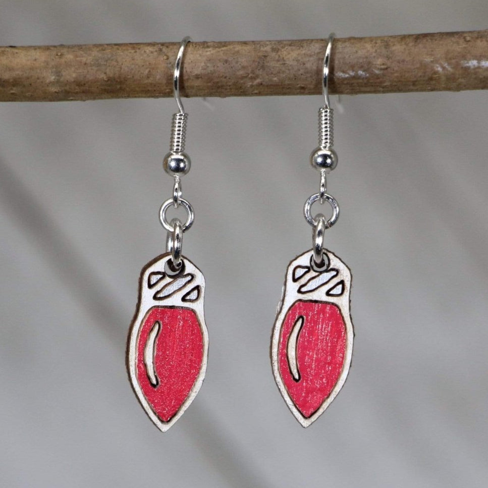 Christmas Lights Wooden Dangle Earrings | Holiday Jewelry