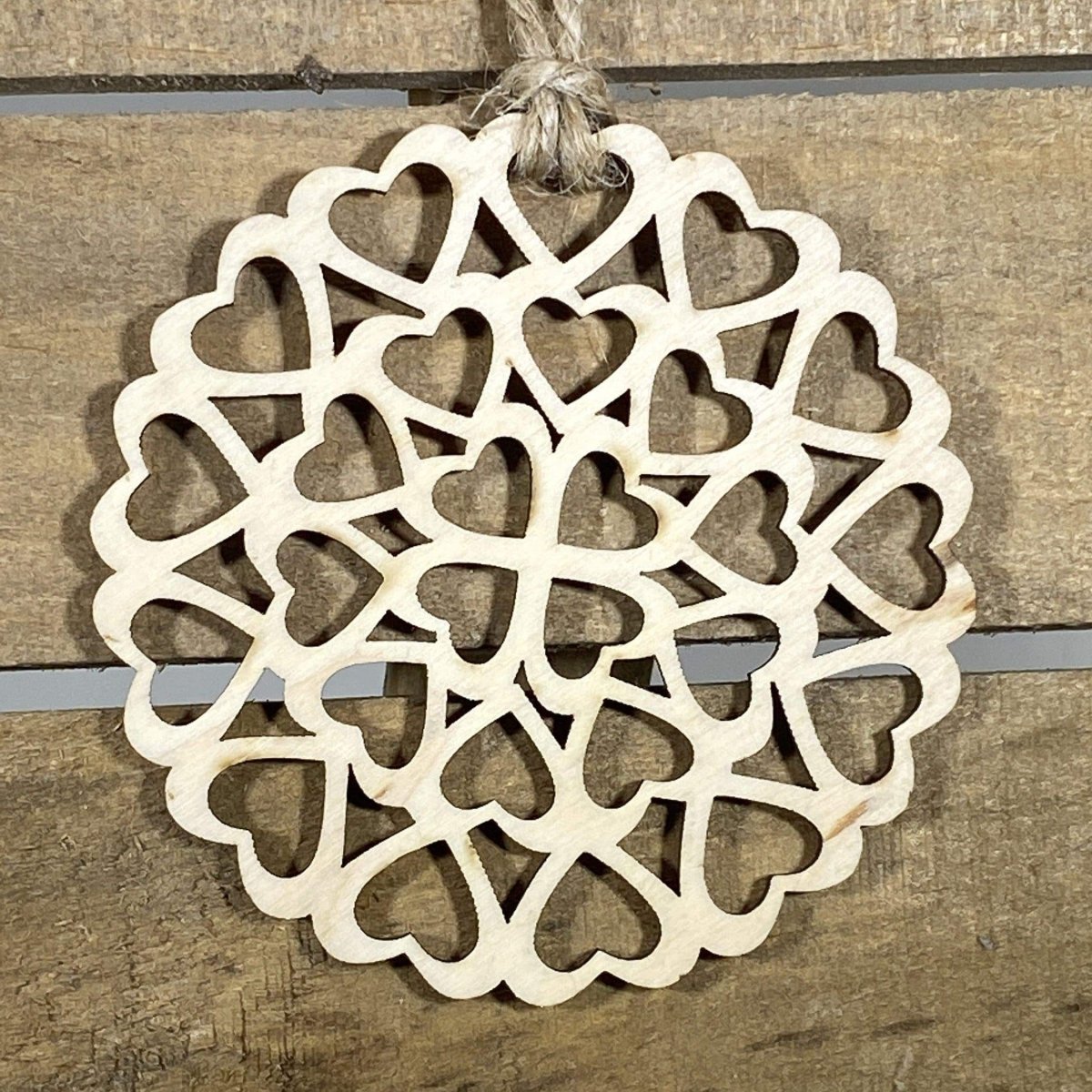 Circle of Hearts Wooden Christmas Ornament | Romantic Holiday Decor