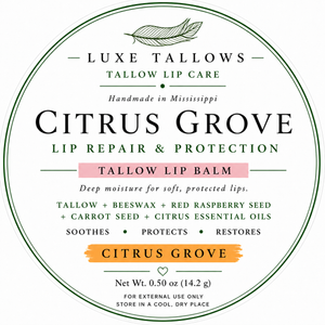 Luxe Tallows Citrus Grove Lip Repair & Protection — Tallow Lip Balm | .50 oz by Luxe Tallows, natural skincare detail photo 2
