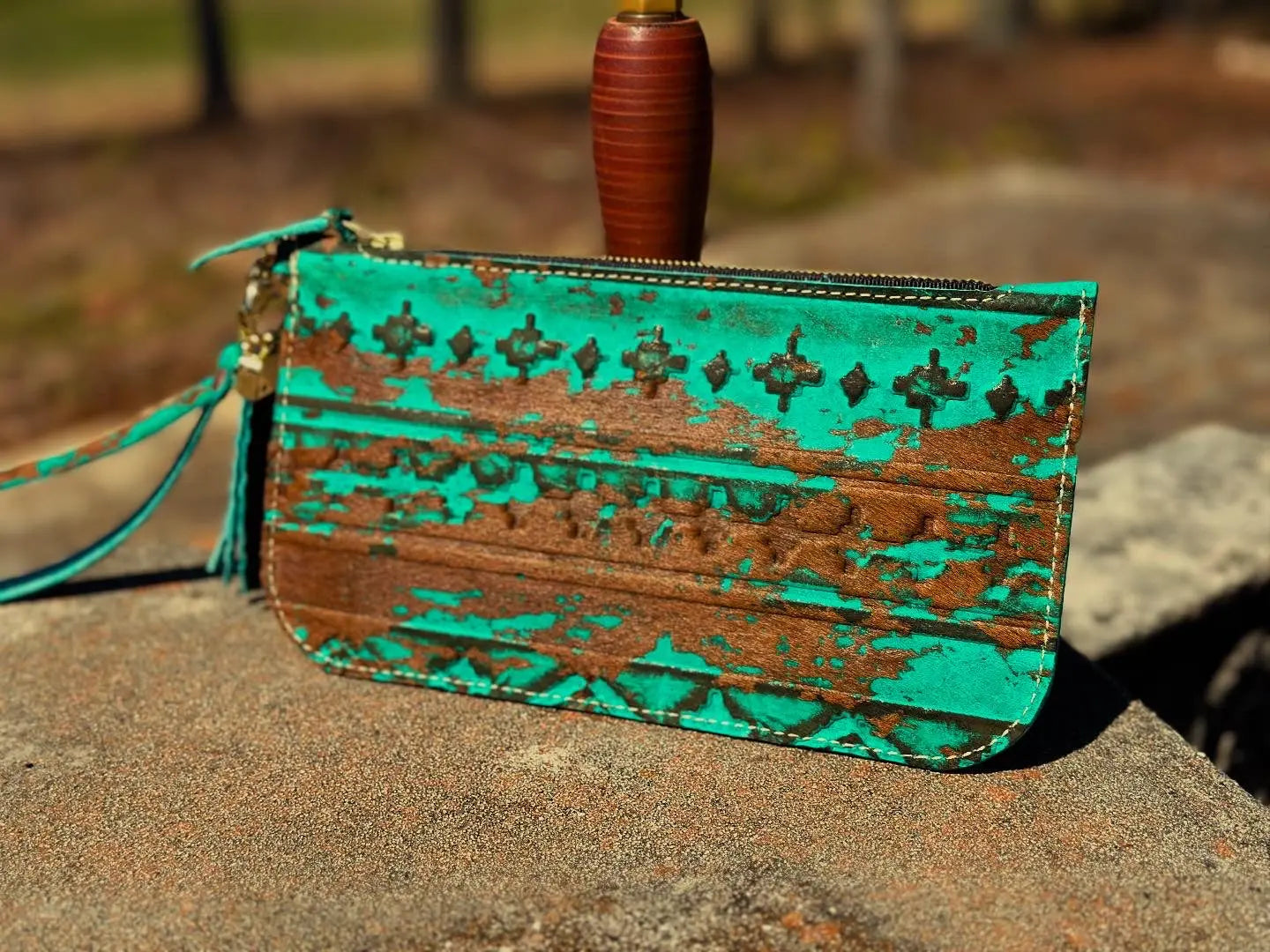 Classic Leather Clutch with Inside Pocket by Kw Leatherworks, handmade leather goods detail photo 4