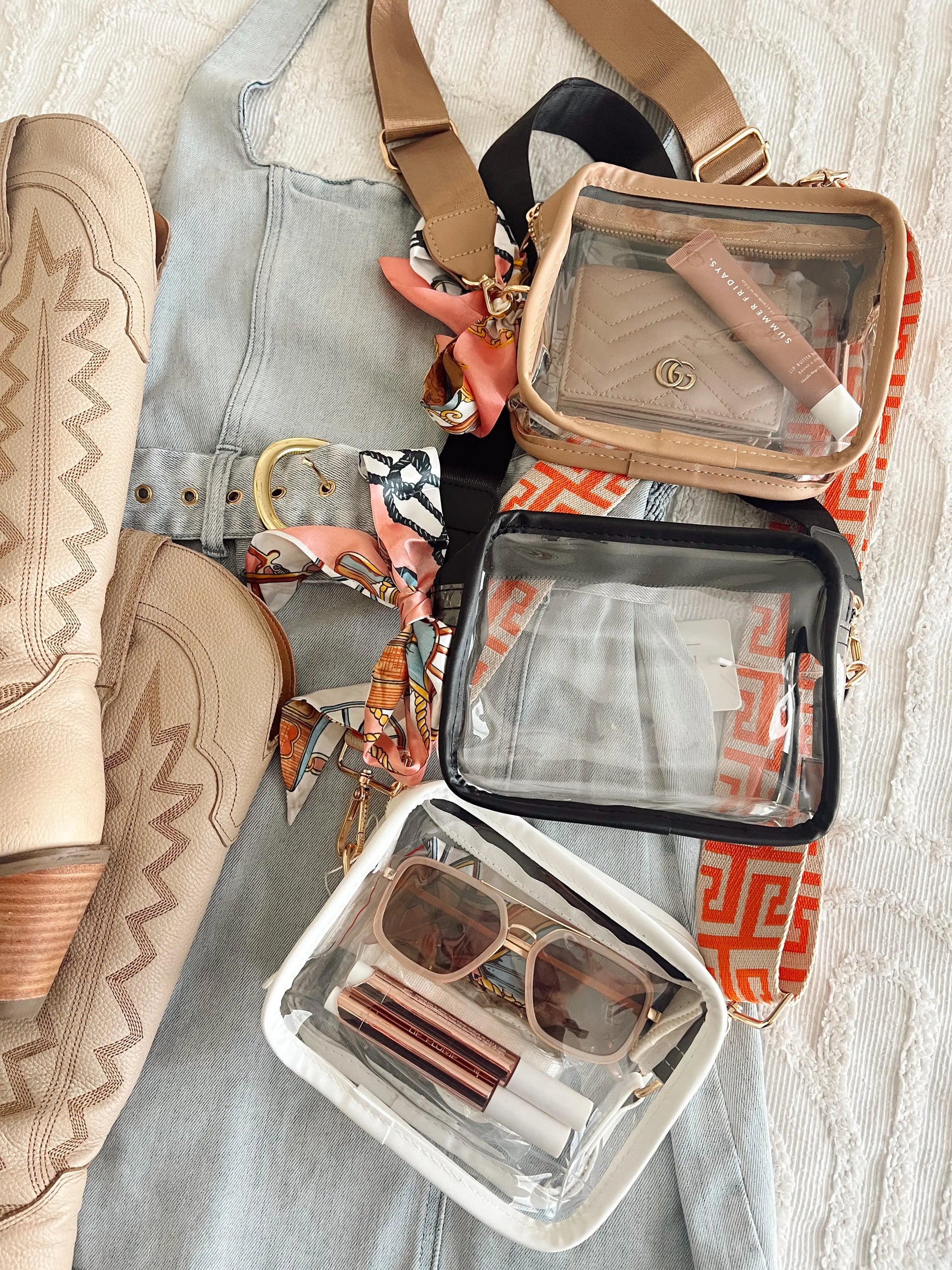 Clear Gameday + Concert Purse by KenzKustomz, handmade leather goods detail photo 8