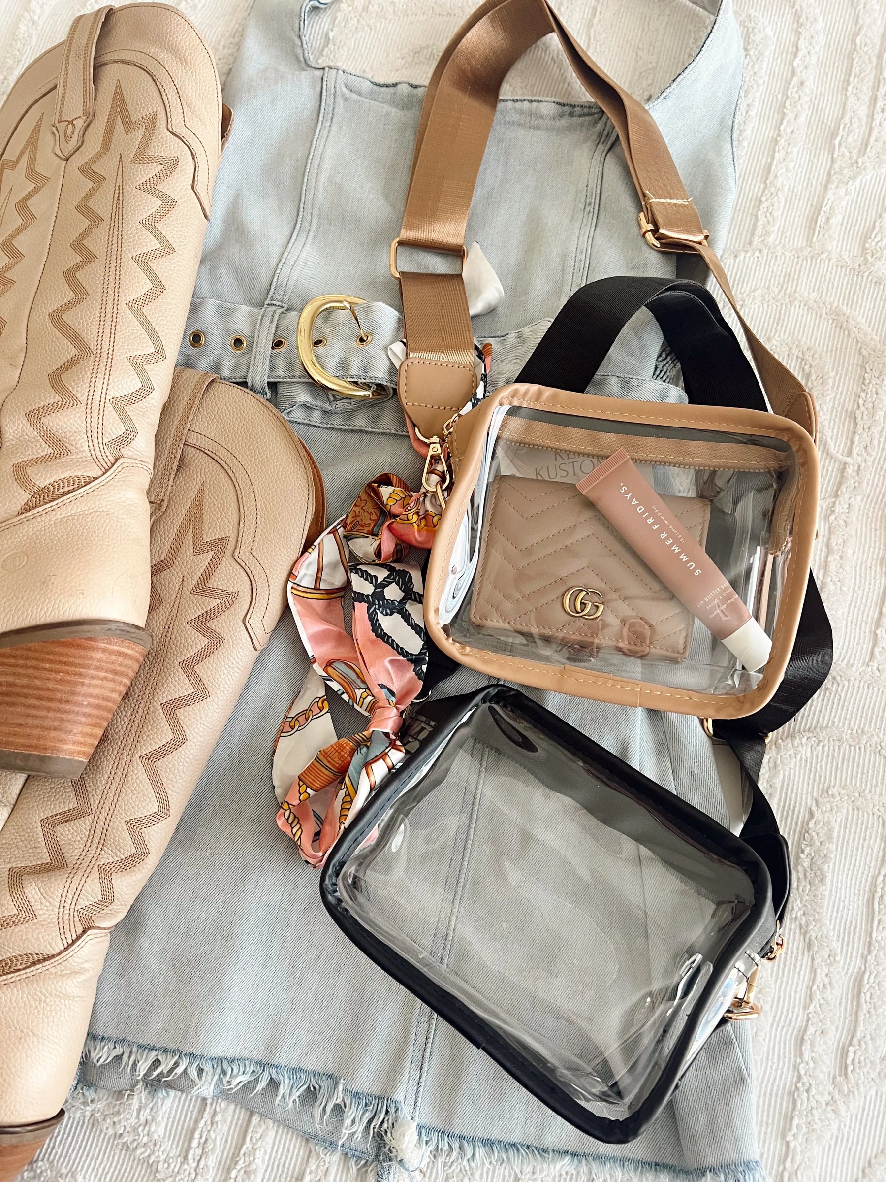 Clear Gameday + Concert Purse by KenzKustomz, handmade leather goods detail photo 13