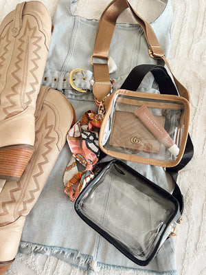 Clear Gameday + Concert Purse by KenzKustomz, handmade leather goods detail photo 13
