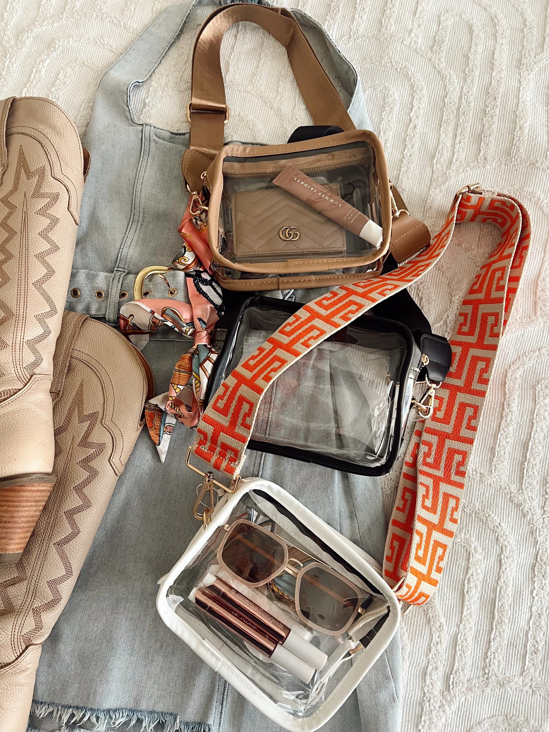 Clear Gameday + Concert Purse by KenzKustomz, handmade leather goods detail photo 14