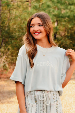 Coffee & Jesus Mock Tee Southern Bliss Company