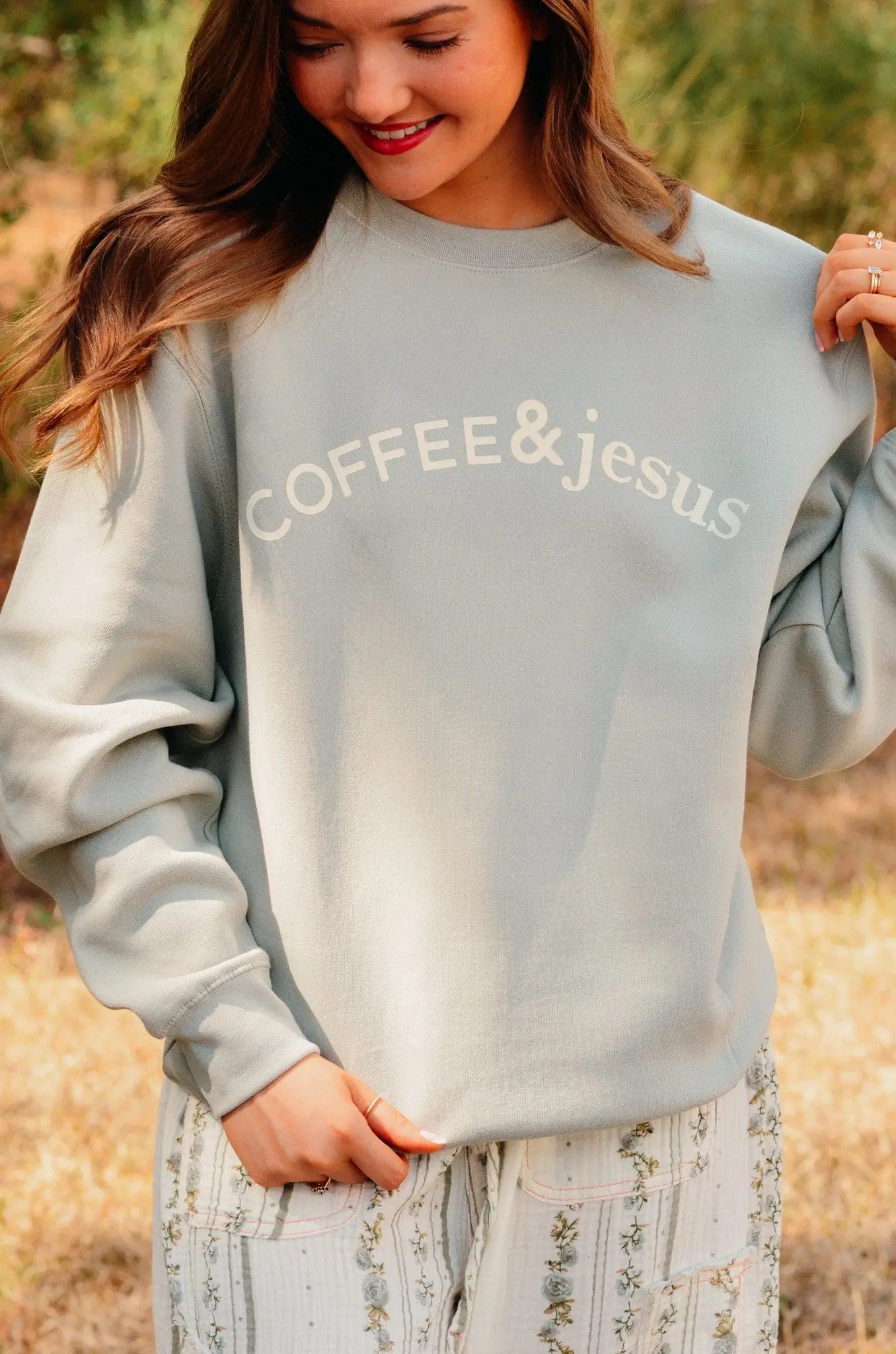 Coffee & Jesus Sweatshirt by Southern Bliss Company, Southern food gift detail photo 2