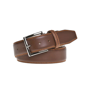 Cognac Italian Calf Leather Belt by Roger Ximenez: Bespoke Belts and Leather Accessories, handmade leather goods detail photo 4